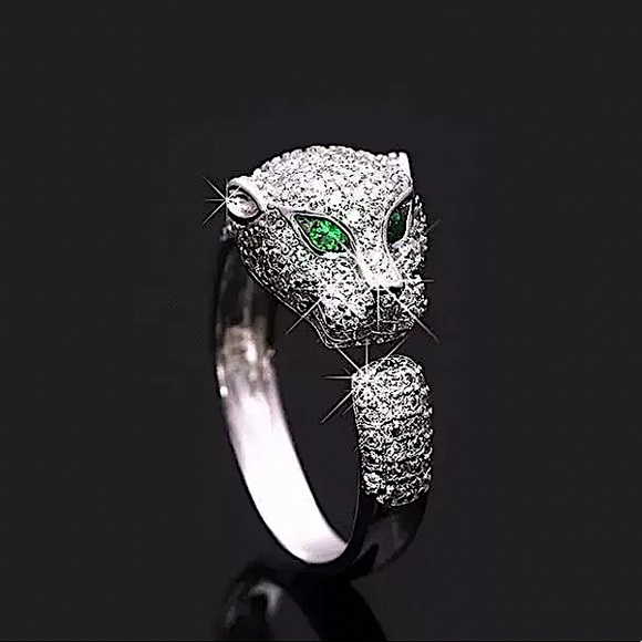 SILVER PANTHER ZIRCON RING - Picture 2 of 11
